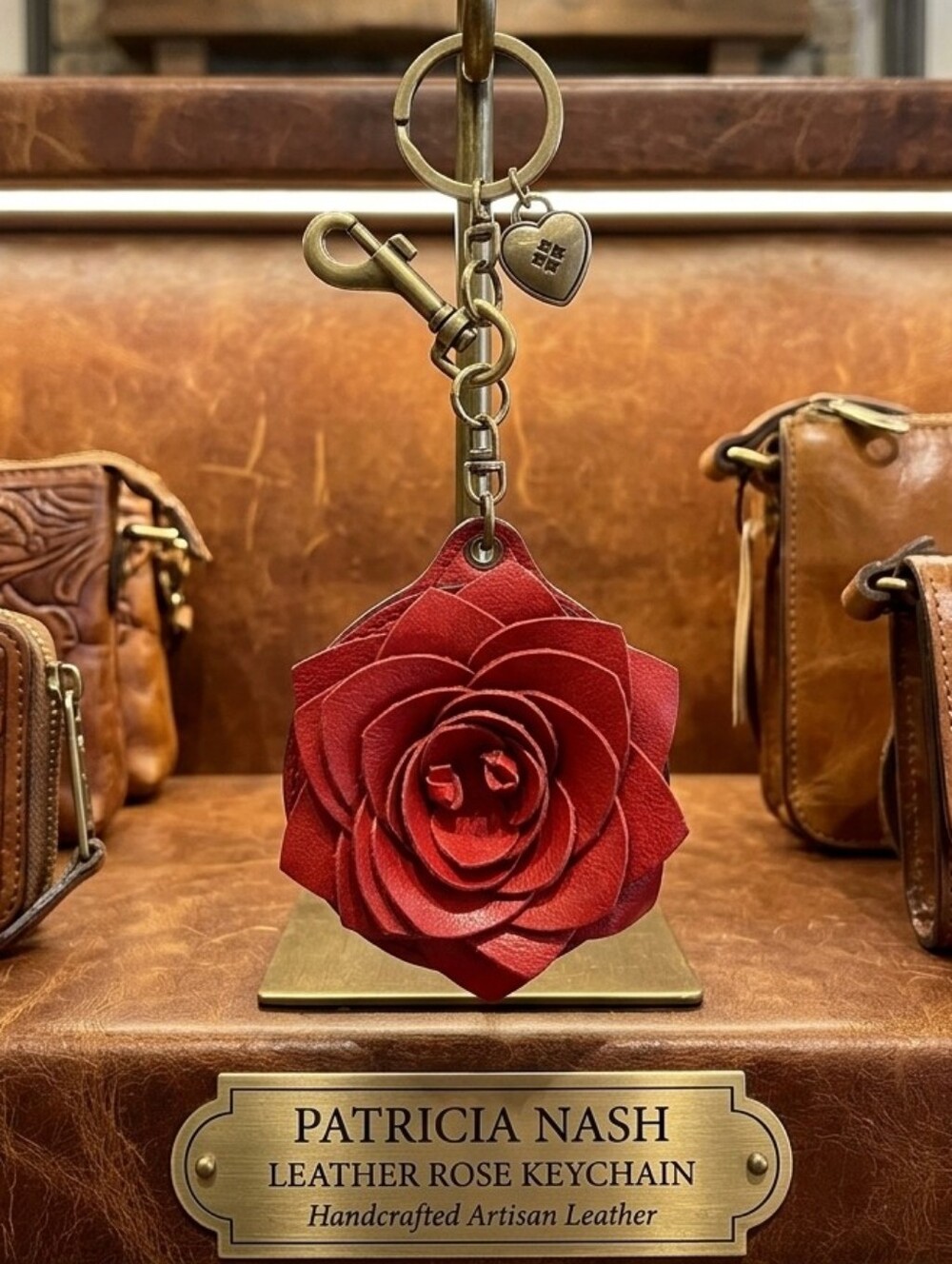 Patricia Nash Parisian Rose Leather Bag Charm - NWT